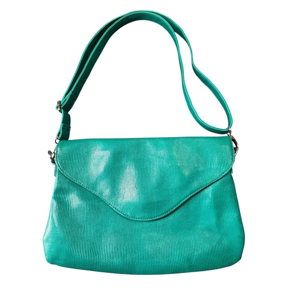 Moa Faux Leather Adjustable Strap Magnetic Close Green 12"x8" Shoulder Bag NWOT
